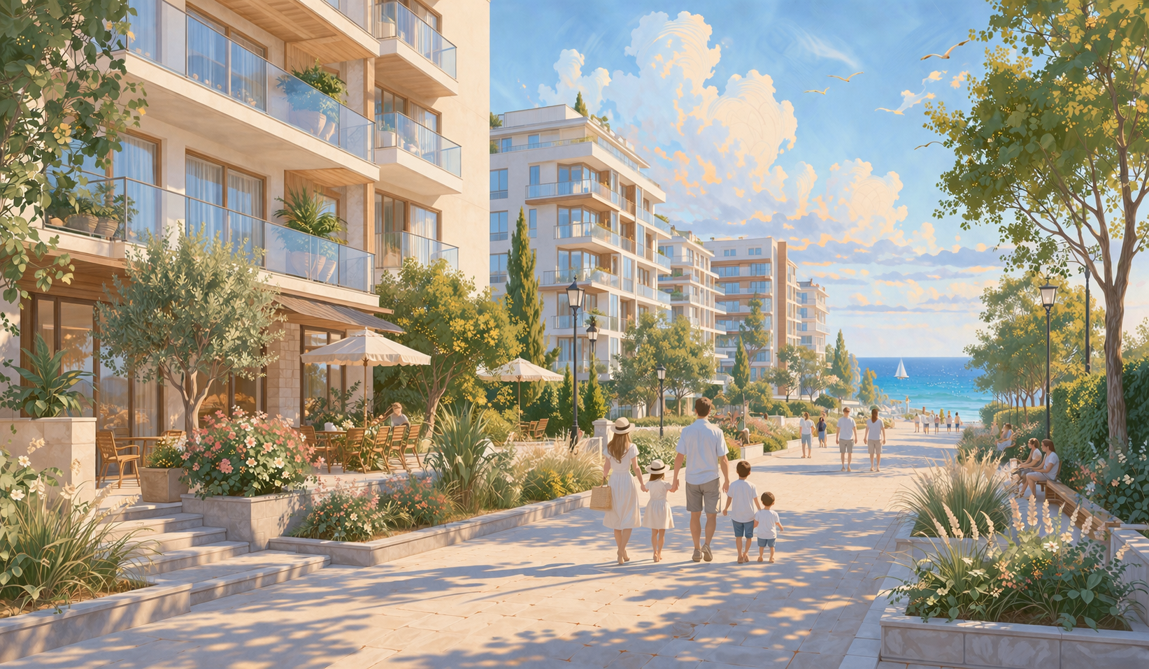 Витязево — современные гостиницы и бульвар Паралия